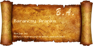 Barancsy Aranka névjegykártya